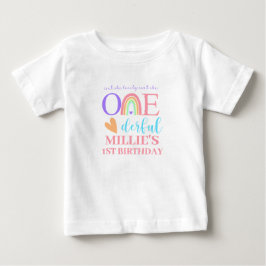 Pastel Rainbow ONEderful 1st Birthday Baby T-Shirt