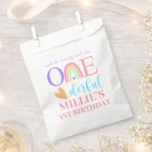 Pastel Rainbow ONEderful 1st Birthday Favor-påsar