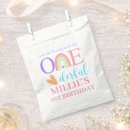 Pastel Rainbow ONEderful 1st Birthday Favor-påsar