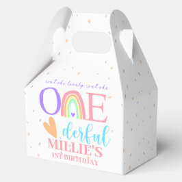 Pastel Rainbow ONEderful First Birthday Favor Box Presentaskar