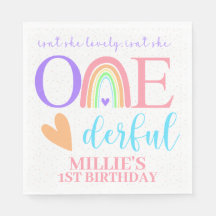 Pastel Rainbow ONEderful Första födelsedans Napkin
