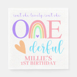 Pastel Rainbow ONEderful Första födelsedans Napkin Pappersservett