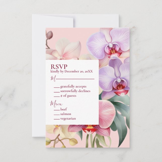 Pastel Rainbow Orchids OSA Responcard Kort (Framsida)