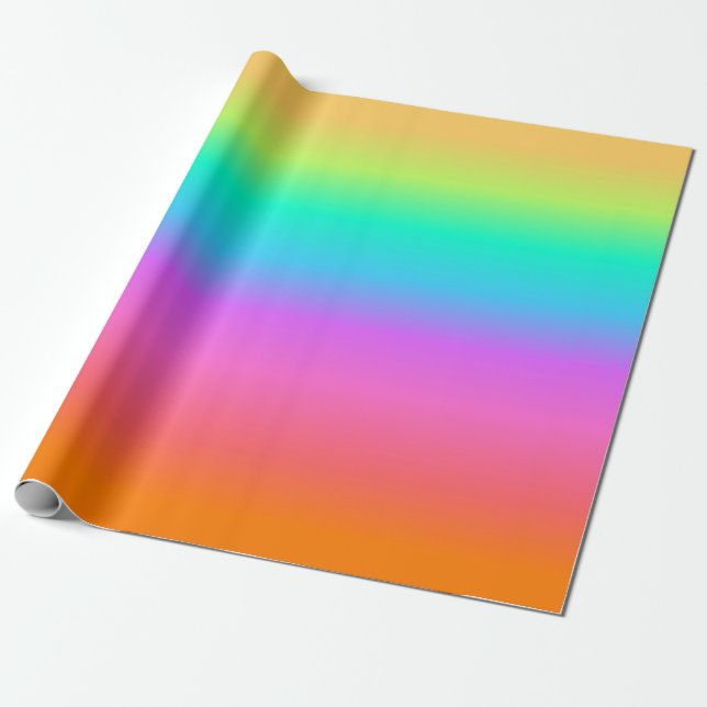 Pastel Rainbow-övertoning Presentpapper (Utrullad)