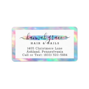 Pastel Rainbow Paint Swash Logotyp Salon Adress Adressetikett