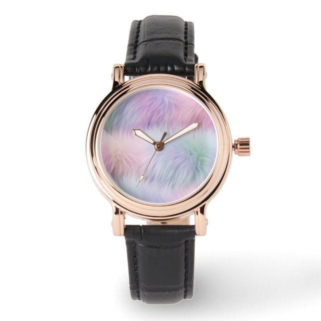 Pastel Rainbow Päls Armbandsur (Framsida)