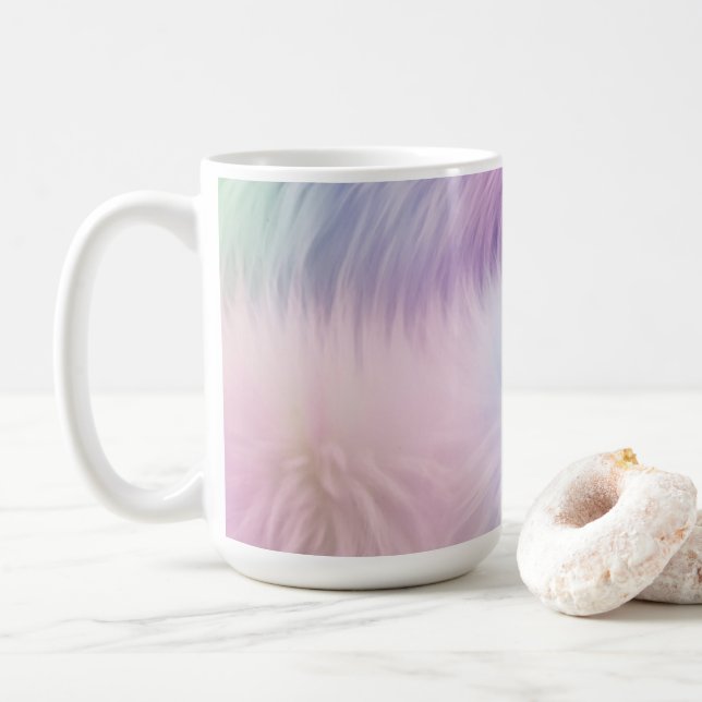 Pastel Rainbow Päls Kaffemugg (Med munk)