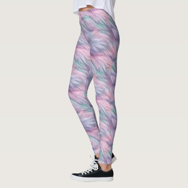 Pastel Rainbow Päls Leggings (Vänster)