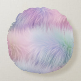 Pastel Rainbow Päls Rund Kudde