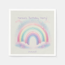 Pastel Rainbow Papper Napkins - Födelsedagsfest
