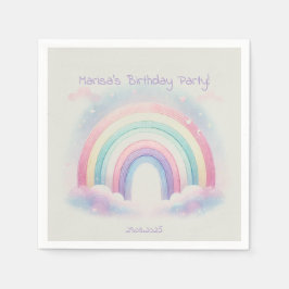 Pastel Rainbow Papper Napkins - Födelsedagsfest Pappersservett