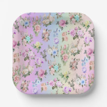 Pastel Rainbow Papper Tallrikar, 7-tums rund Pappe