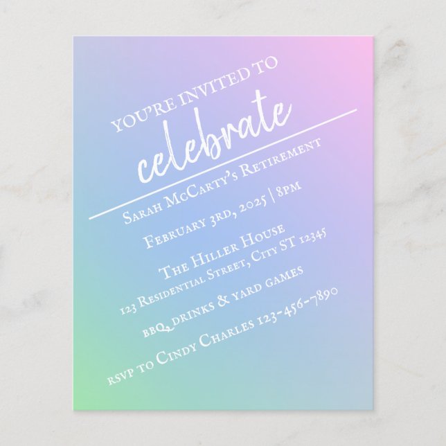 Pastel Rainbow Pension Party Flyer (Framsidan)