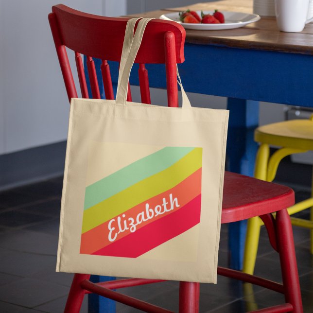 Pastel Rainbow Personlig Namn Tygkasse (Skapare uppladdad)