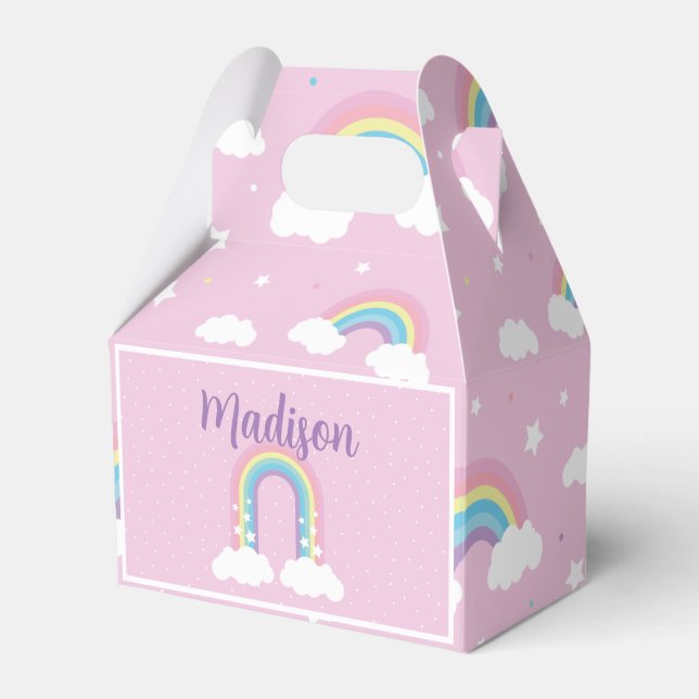 Pastel Rainbow Pink Favor Box Presentaskar (Framsidan Sidan)