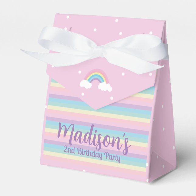 Pastel Rainbow Pink Mini Favor Box Presentaskar (Framsidan Sidan)