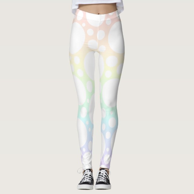 Pastel Rainbow Polka Dot Leggings (Framsida)