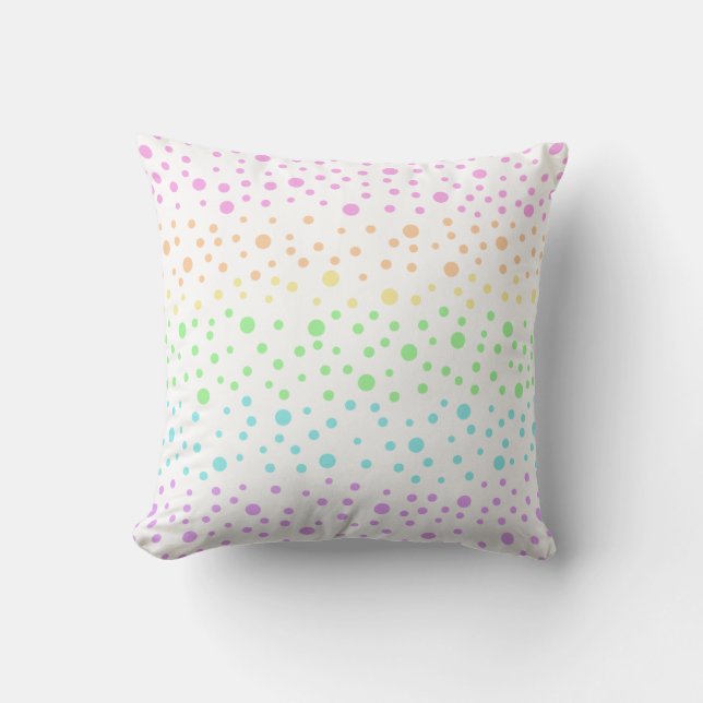 Pastel Rainbow Polka dots Dekorativ kudde (Framsida)