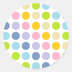 Pastel Rainbow Polka dots Runt Klistermärke