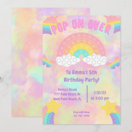 Pastel Rainbow Pop på Pop it Girls Birthday Inbjudningar