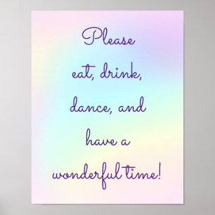Pastel Rainbow Prismatic Lesbisk Bröllop Poster