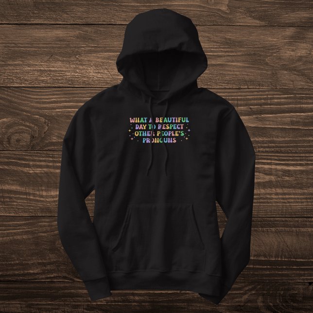 Pastel Rainbow Pronoun Respect Hoodie (Skapare uppladdad)