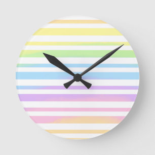 Pastel Rainbow Rand Abstrakt Oskärpa Art Design Rund Klocka