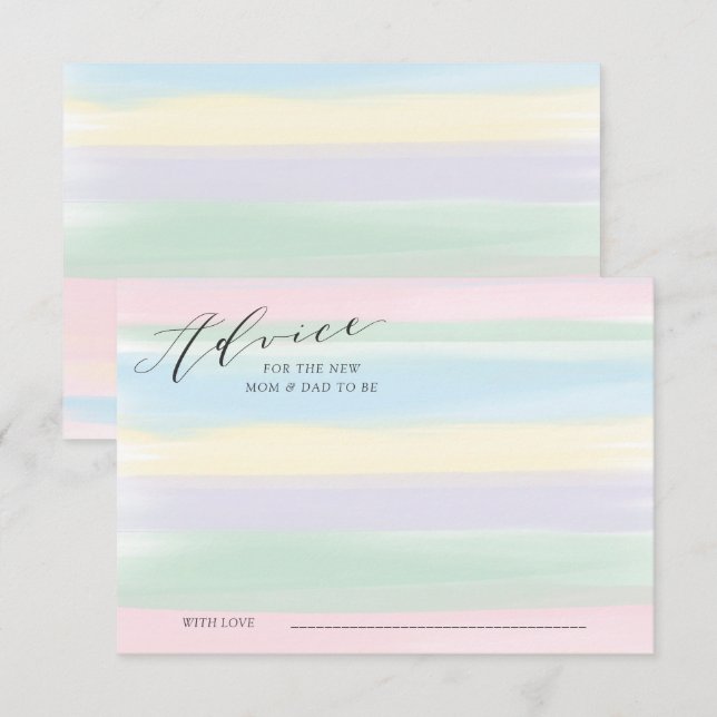 Pastel Rainbow Rand Advice Card Baby Shower Inbjudningar (Fram/baksida)