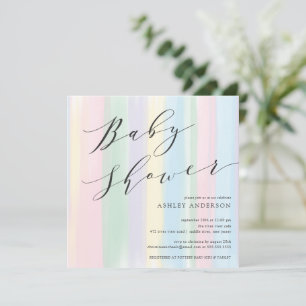 Pastel Rainbow rand Baby Shower-inbjudan Inbjudningar