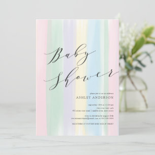 Pastel Rainbow rand Baby Shower-inbjudan Inbjudningar