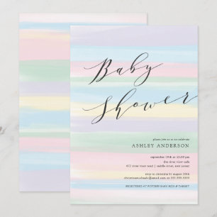 Pastel Rainbow rand Baby Shower Inbjudningar