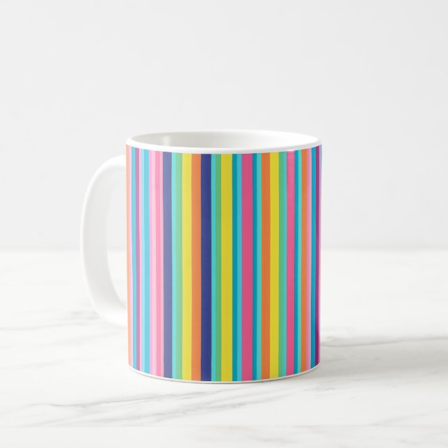 Pastel Rainbow Rand Kaffemugg (Framsida vänster)