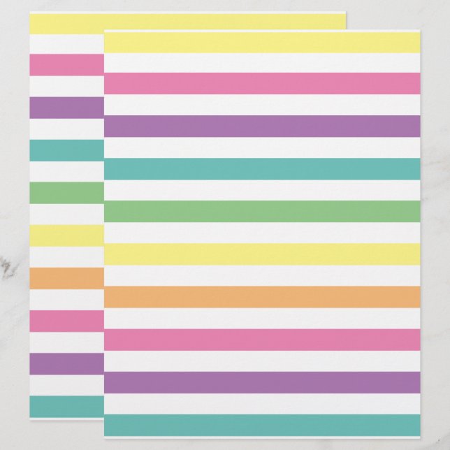 Pastel Rainbow Rand Mönster Scrapbook Papper (Fram/baksida)