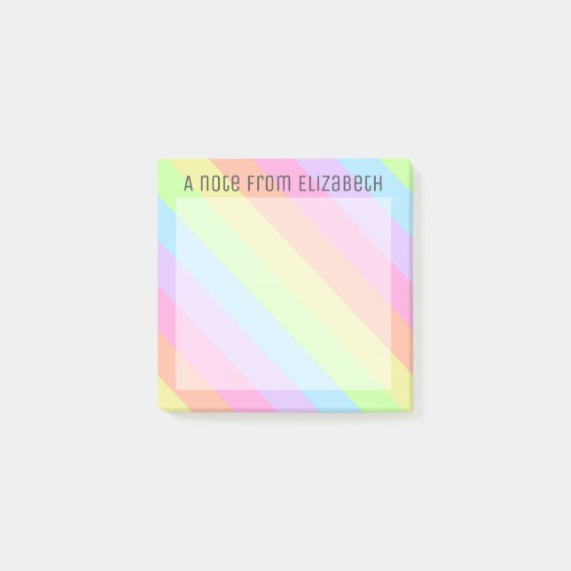 Pastel Rainbow Rand Namn Post-it® Notes Post-it Block (Framsida)
