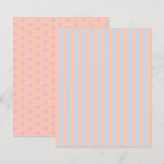 Pastel Rainbow Rand och Flowers Scrapbook Papper (Fram/baksida)
