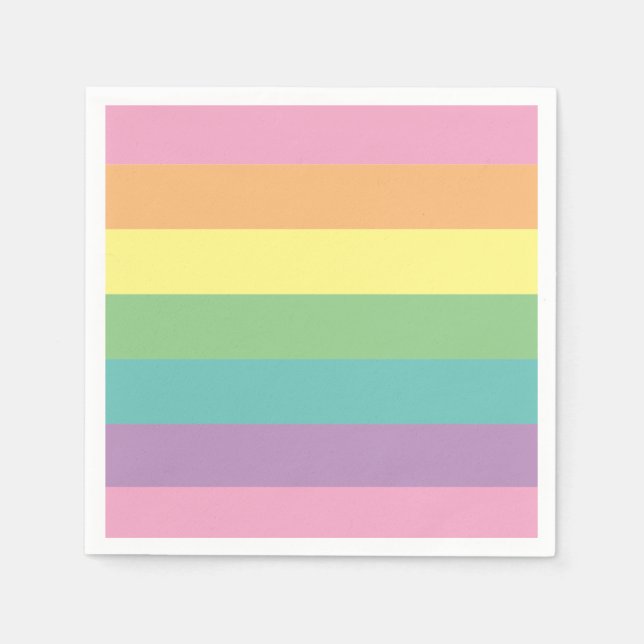 Pastel Rainbow Rand Pappersservett (Framsidan)