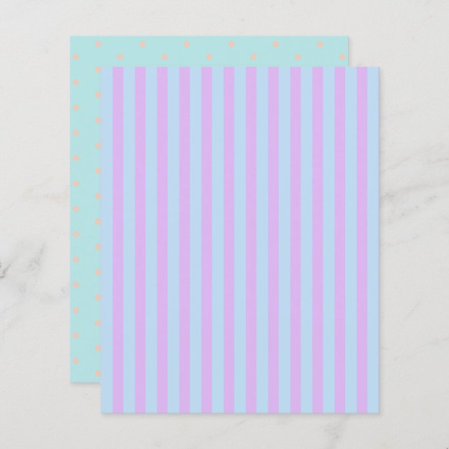Pastel Rainbow Rand & Polka Dot Scrapbook Papper (Fram/baksida)