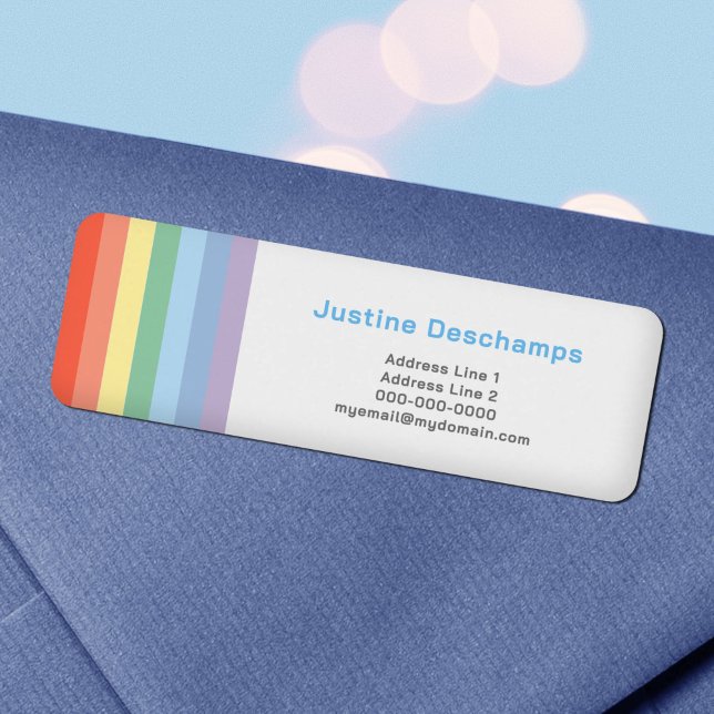 Pastel Rainbow Rand Return-adressetikett Returadress Etikett (Pastel Rainbow Stripes Return Address Label)