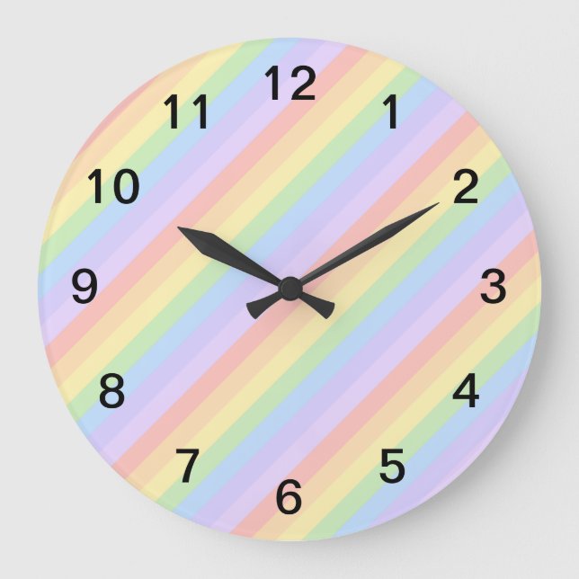 Pastel Rainbow Rand. Stor Klocka (Framsida)