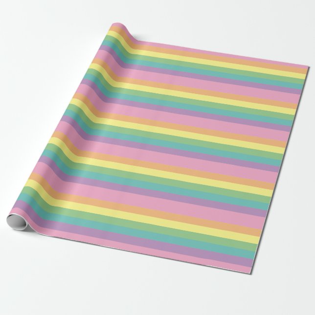Pastel Rainbow Rand Wrapping Papper Presentpapper (Utrullad)