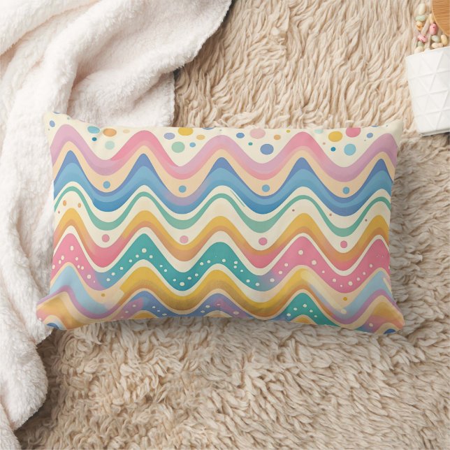 Pastel Rainbow Retro Abstract Design Lumbarkudde (Filt)