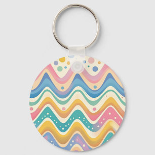 Pastel Rainbow Retro Abstract Design Nyckelring