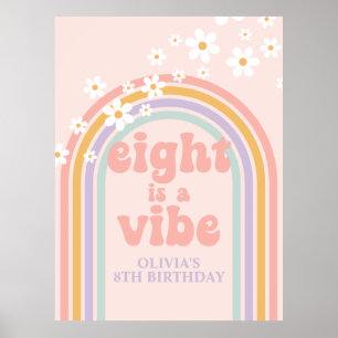 Pastel Rainbow Retro Åtta är en vibe 8:e födelseda Poster