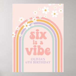 Pastel Rainbow Retro Sex är en Vibe 6e-födelsedag Poster
