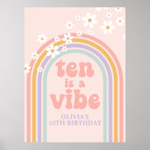 Pastel Rainbow Retro Ten är en Vibe 10:e födelseda Poster
