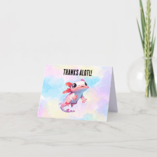 Pastel Rainbow Rosa Axolotl Birthday Tack Kort