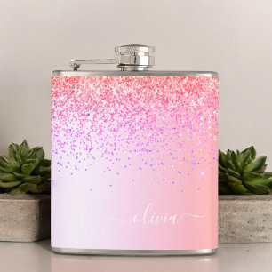 Pastel Rainbow Rosa Guld Lila Glitter Monogram Fickplunta