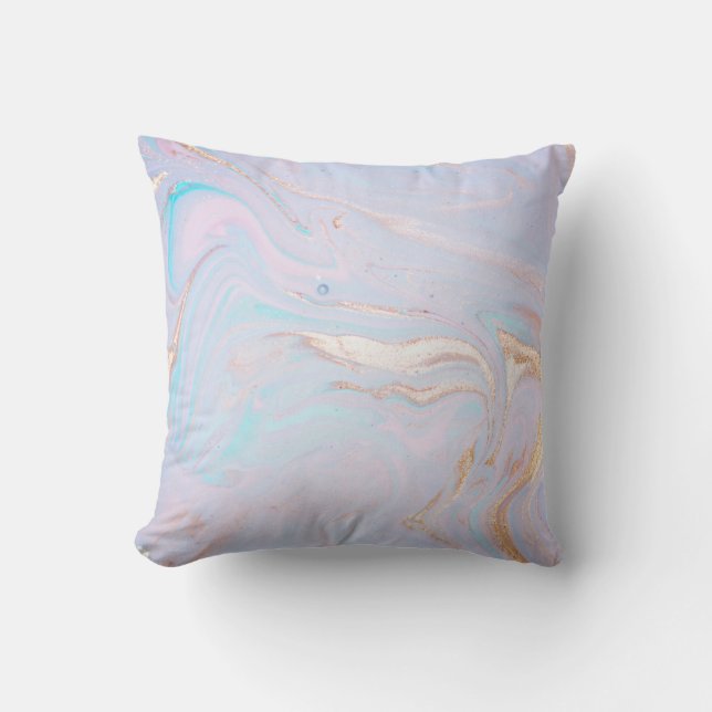 PASTEL RAINBOW ROSA MARBLE CUSHION KUDDE (Framsida)
