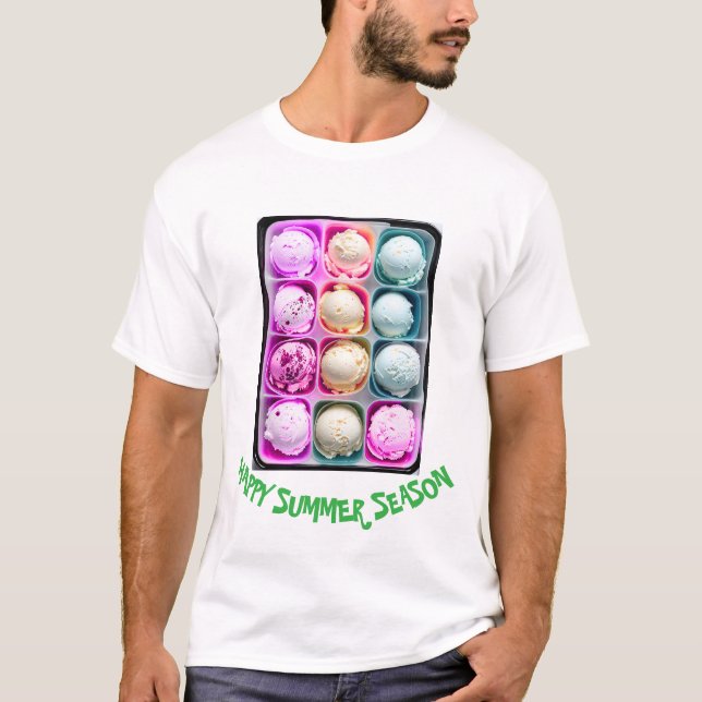 Pastel Rainbow Scoop Ice Cream Delight, sommartid T Shirt (Framsida)