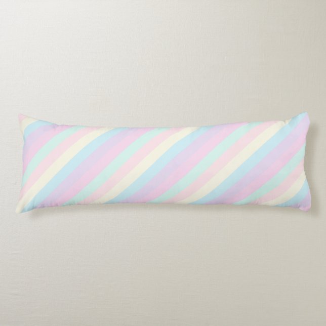 Pastel Rainbow Sherbet Diagonal Rand Kroppskudde (Framsidan)